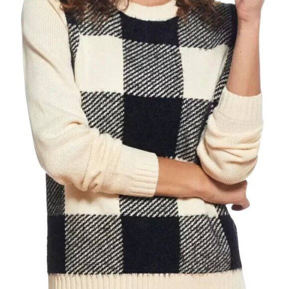 NEW Weatherproof Vintage Buffalo Check Crew Neck Sweater in Whitecap Size L - Picture 3 of 13
